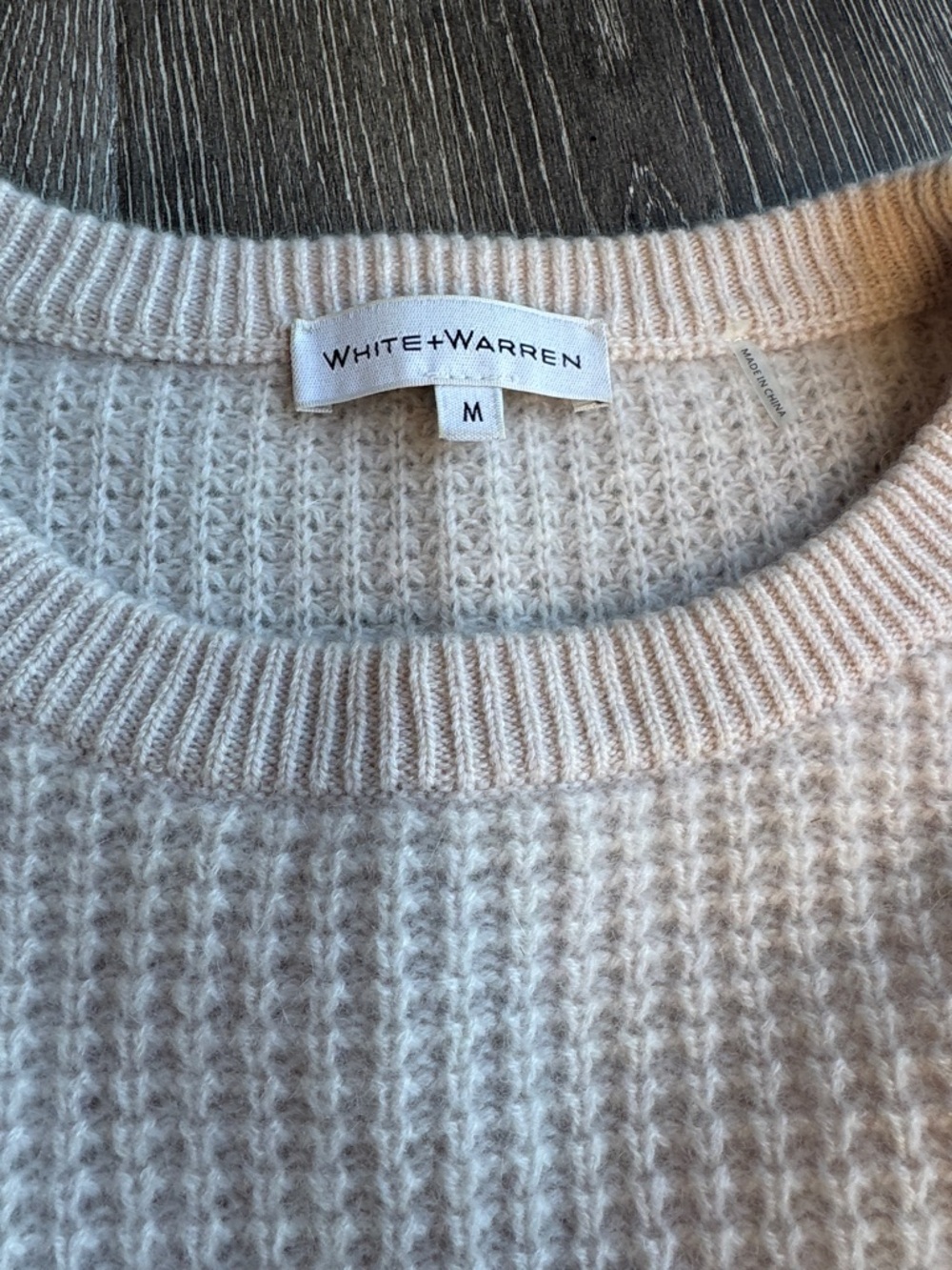 White + Warren Textured 100% Cashmere Crewneck Sweater - Cream MK0593 - Picture 2 of 5